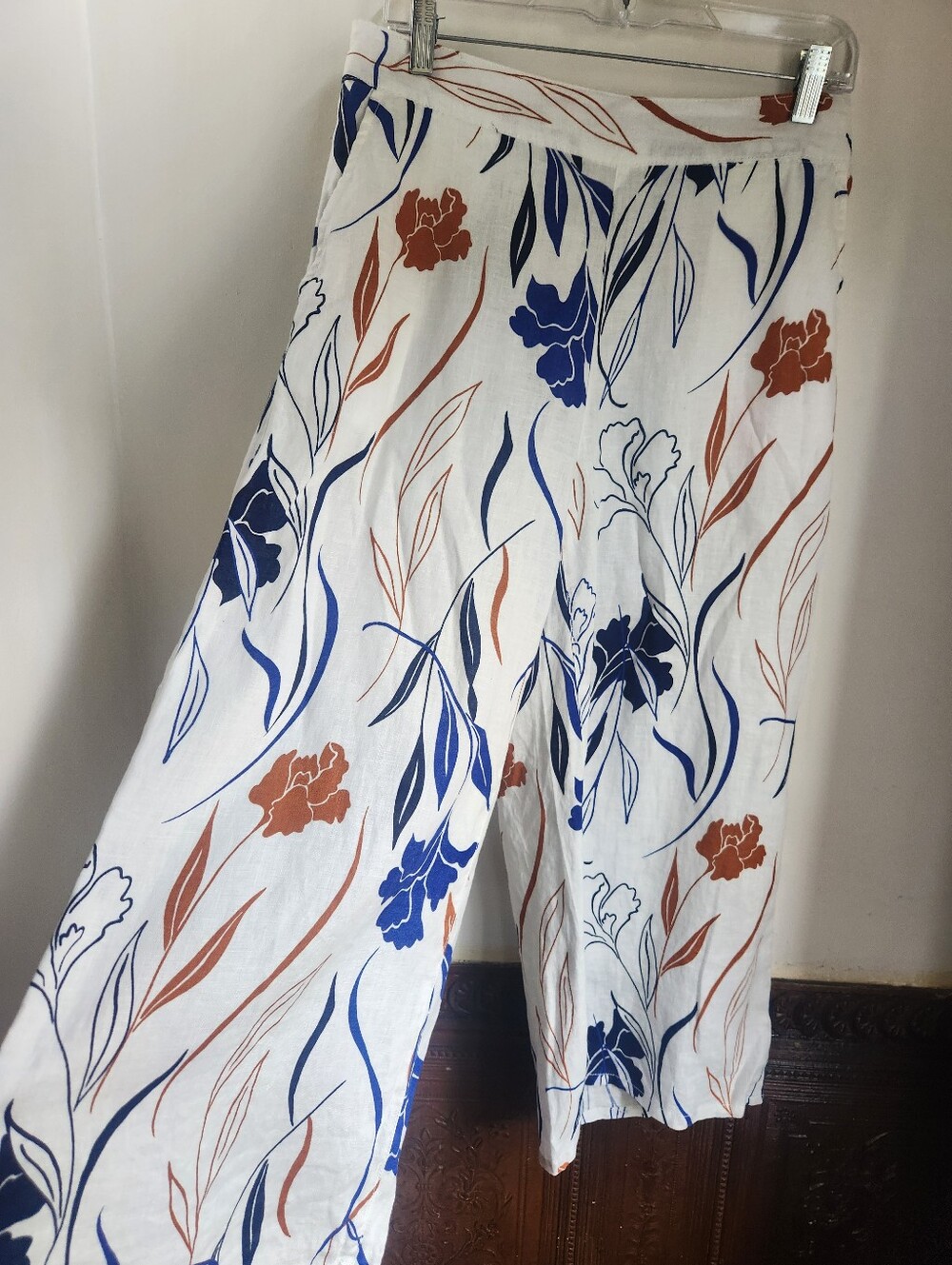 NWT RACHEL ROY Linen Wide Leg Floral Pant Sz M